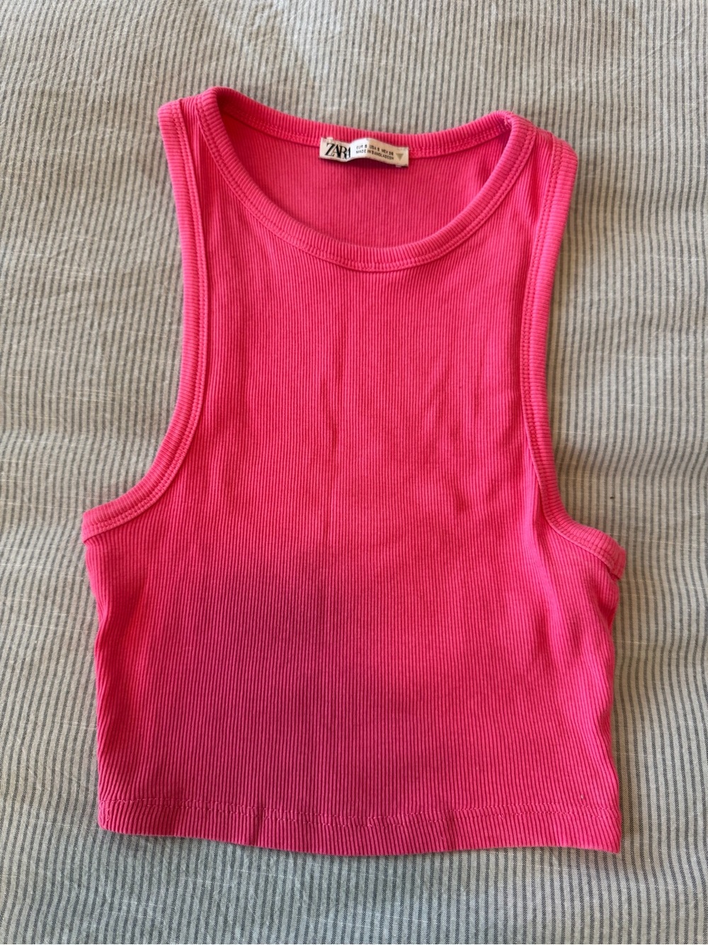 Zara Hot Pink Ribbed Crop Tank